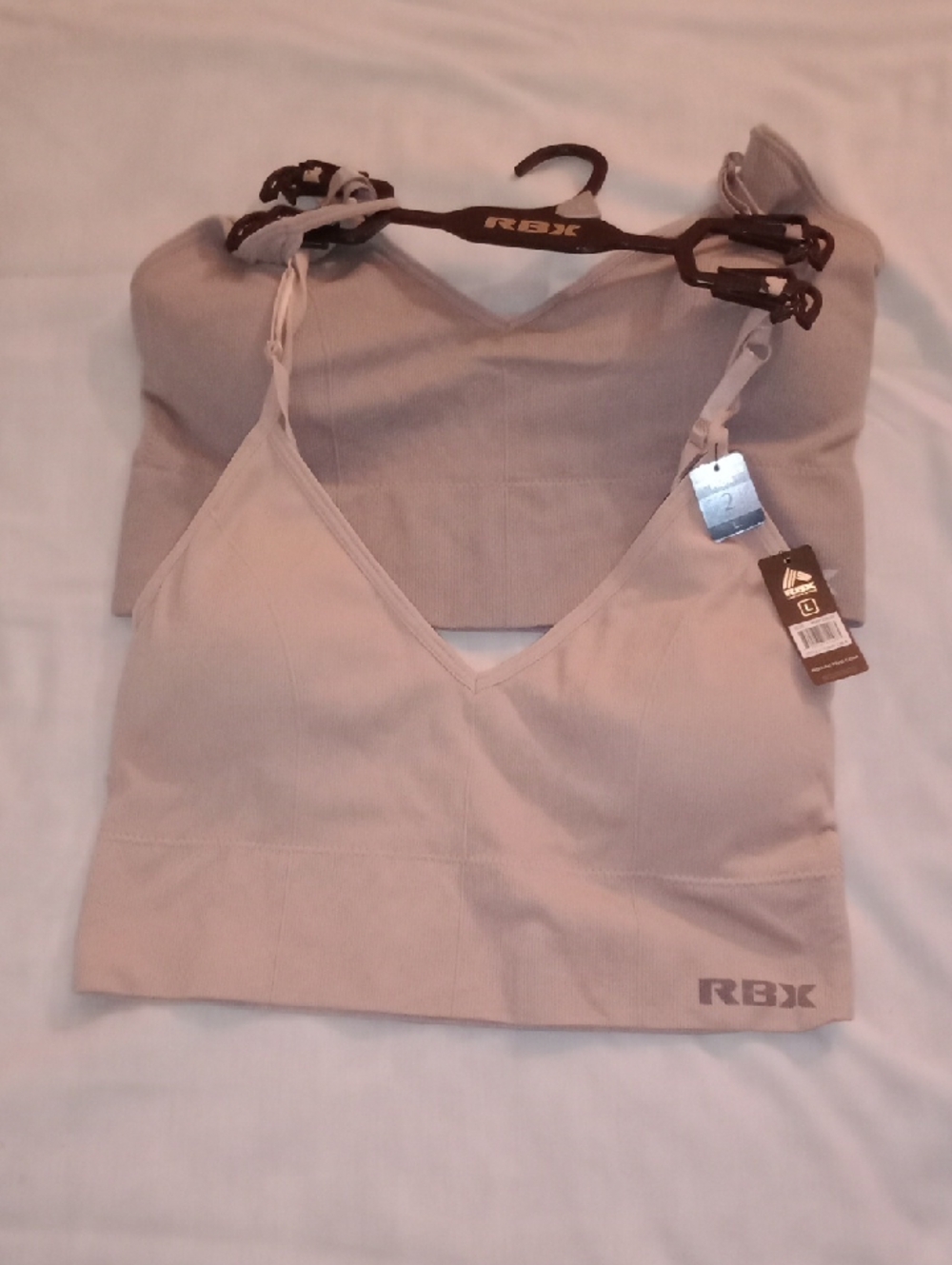 RBX Lightweight V-Neck Seamless Sports Bralette in Beige